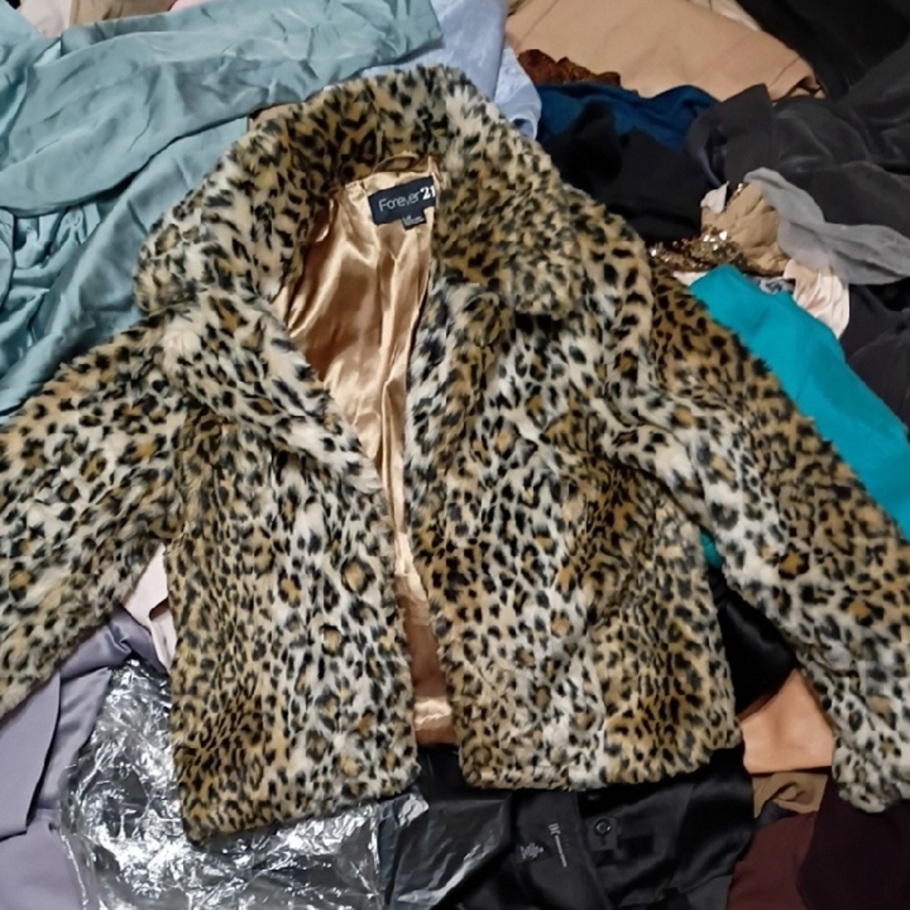 Forever 21 Animal Print Faux Fur Coat